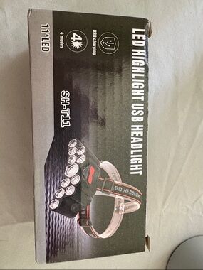 LED Highlight USB Headlight - Black with Red Accents